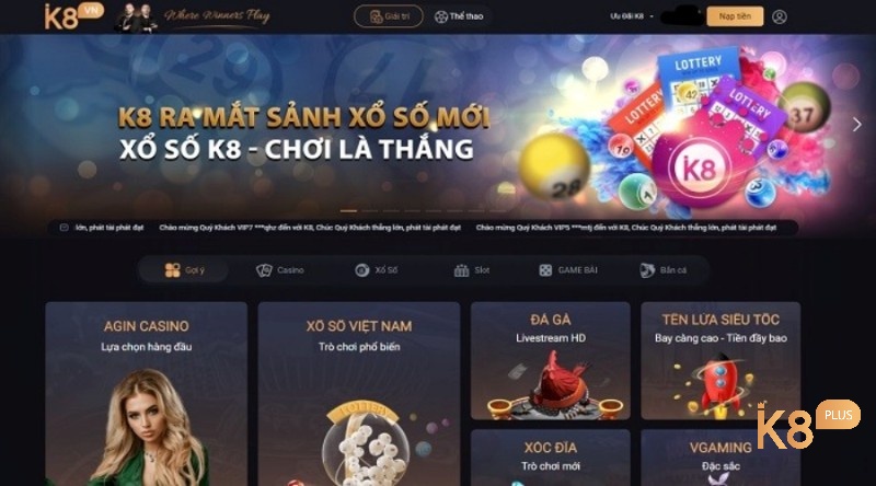 Số lượng sảnh cá cược đa dạng tại K8 com