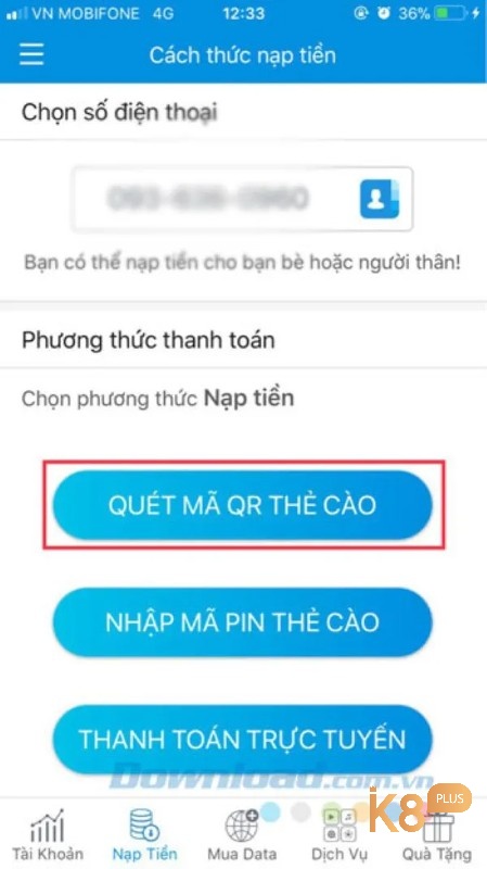 Cách quét mã QR thẻ cào 