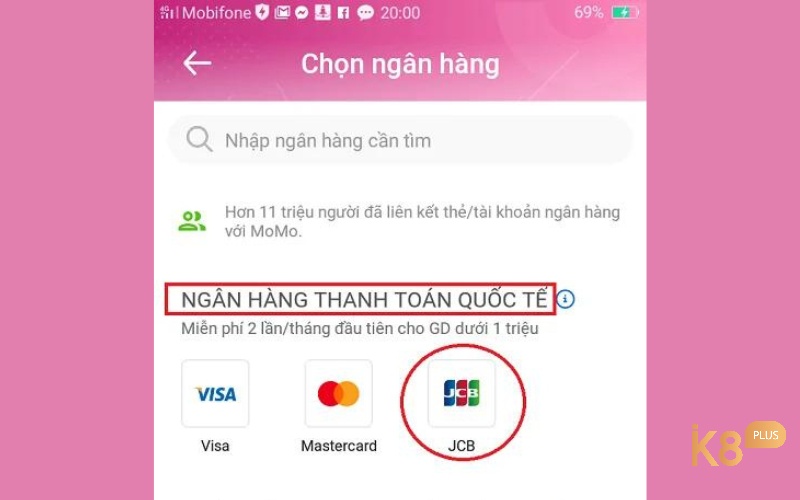 Nạp tiền vào ví Momo từ Thẻ thanh toán quốc tế 