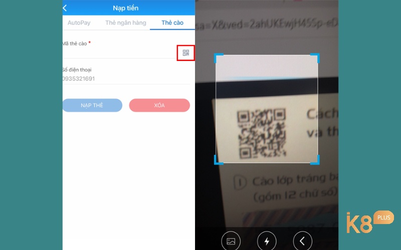 Nạp thẻ cào điện thoại bằng QR code vô cùng tiện lợi 