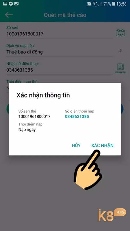 Xem lại tất cả thông tin và chọn xác nhận