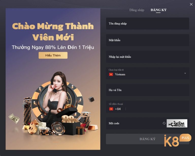 Cách đăng ký tài khoản k8.plus