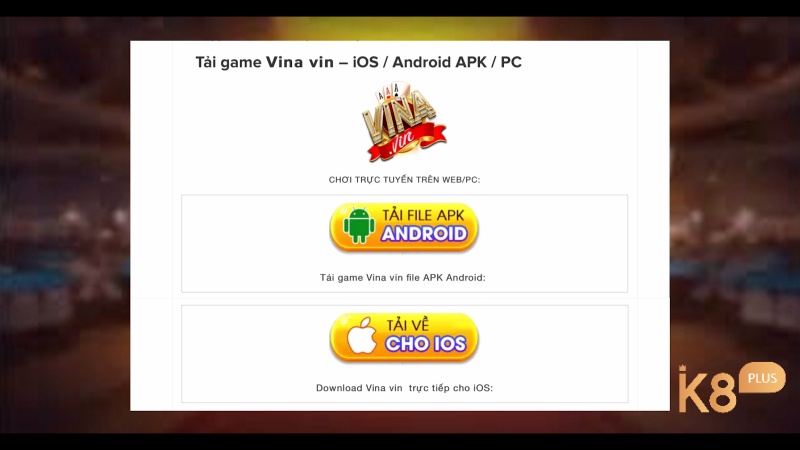 Tải Vina.vin trên điện thoại ios và android