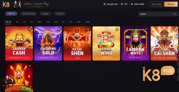 Có thể tìm nhiều game slot về thần Tài tương tự God of Wealth slot tại K8