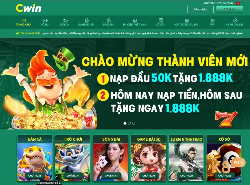 Lần đầu chơi nổ hũ tại Cwin, bạn có thể nhận 1.888K khi nạp 50K