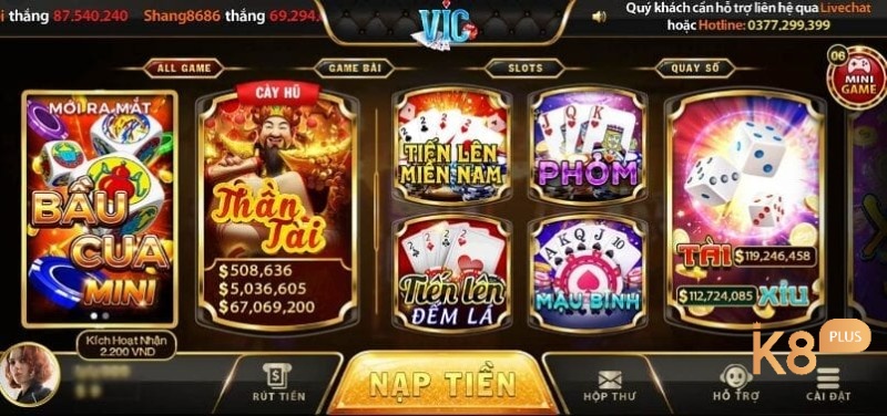 Các game nỗ hũ hàng đầu tại sân chơi nổ hũ Vic