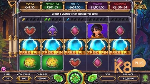 Các biểu tượng phép thuật sẽ xuất hiện tại trò chơi Ozwins jackpots