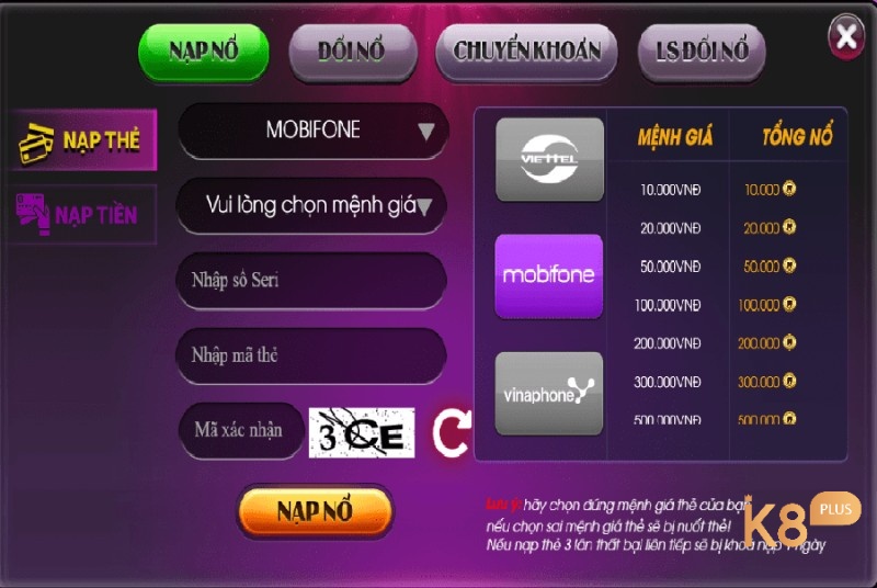 Cách nạp tiền Nổ Hũ Vip Club đẳng cấp game thời thượng rất đơn giản