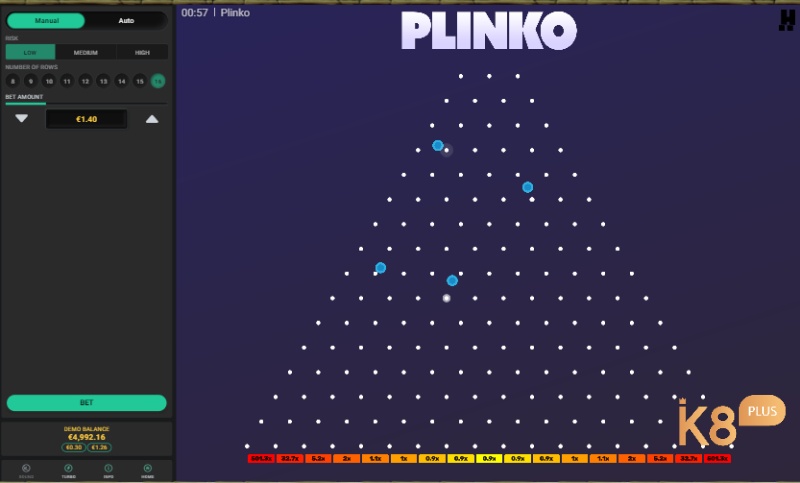 Play Plinko cho phép người dùng spam nút Bet để thả nhiều bóng