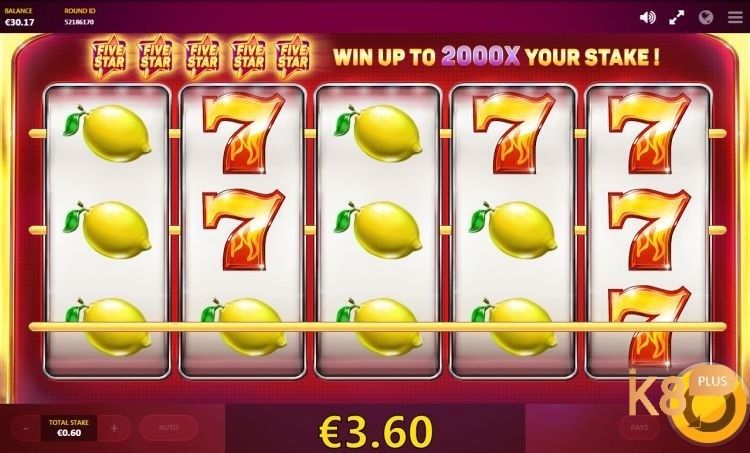 Five Star casino slot với thưởng cao gấp 2000 lần cược