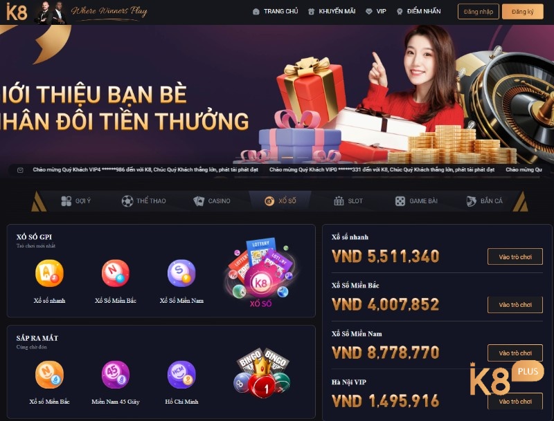 Truy cập vào nhà cái k8plus để chơi game bingo uy tín