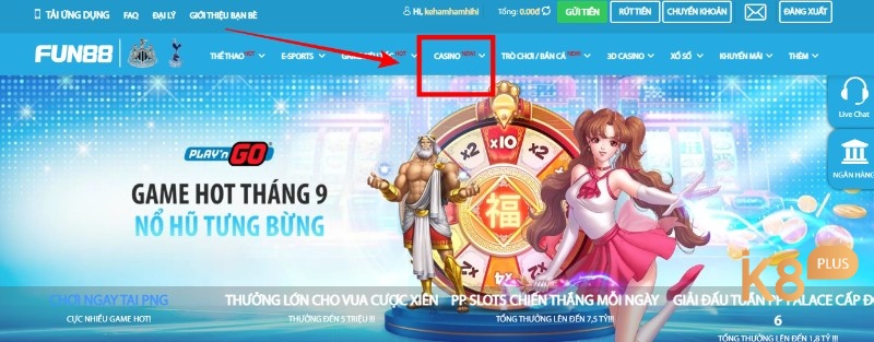 Cách tham gia casino trực tuyến FUN88 đơn giản