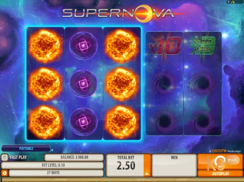 Giao diện Supernova slot đậm chất không gian bao la