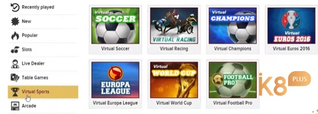 Virtual Soccer, Virtual Racing, Virtual World Cup là top Virtual Sports nổi bật