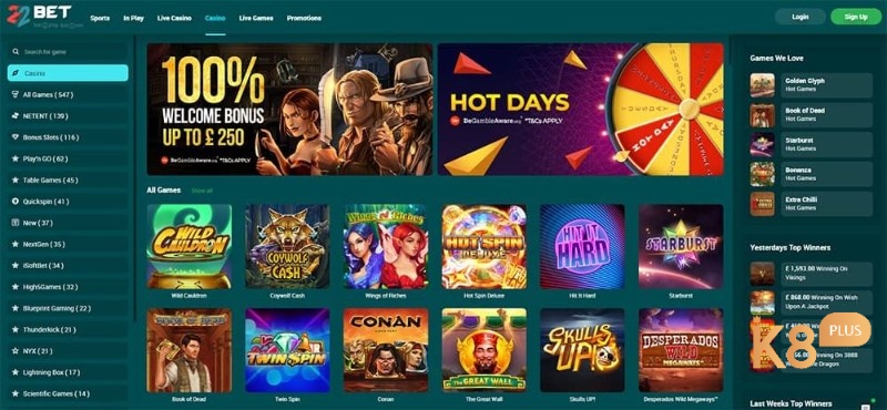 Đánh giá các loại hình cược ở 22bet casino 