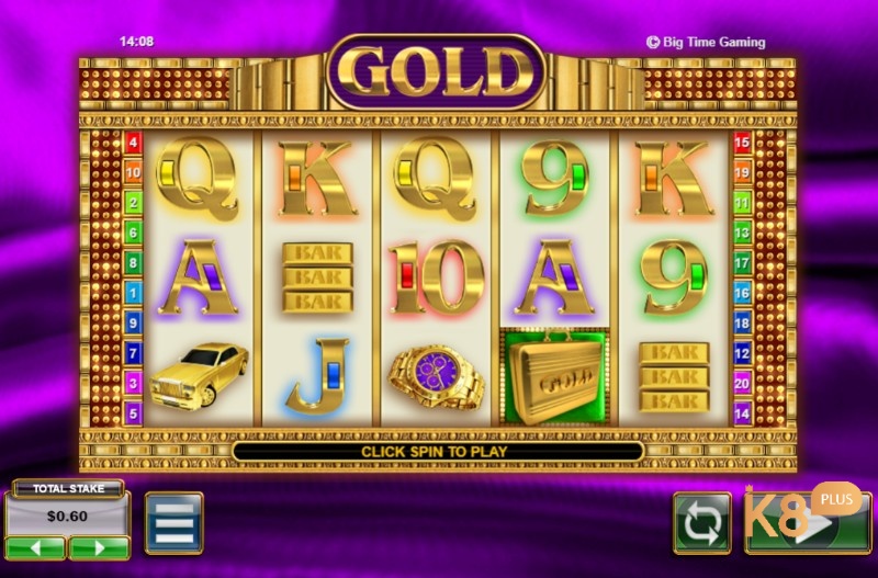 Gold Slot của Big Time Gaming gây ấn tượng mạnh mẽ với chủ đề sang trọng và xa hoa